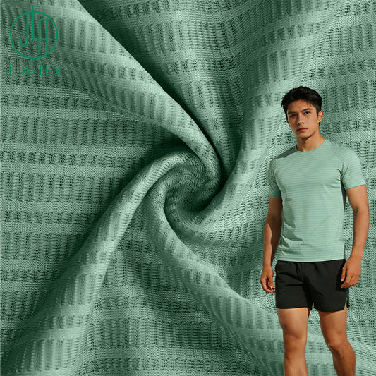 Wholesale Jacquard Knit Transparent Stretch Net Mesh Fabric for Running Sports Polyester Suppliers T-shirt Cycling Jersey Fabric
