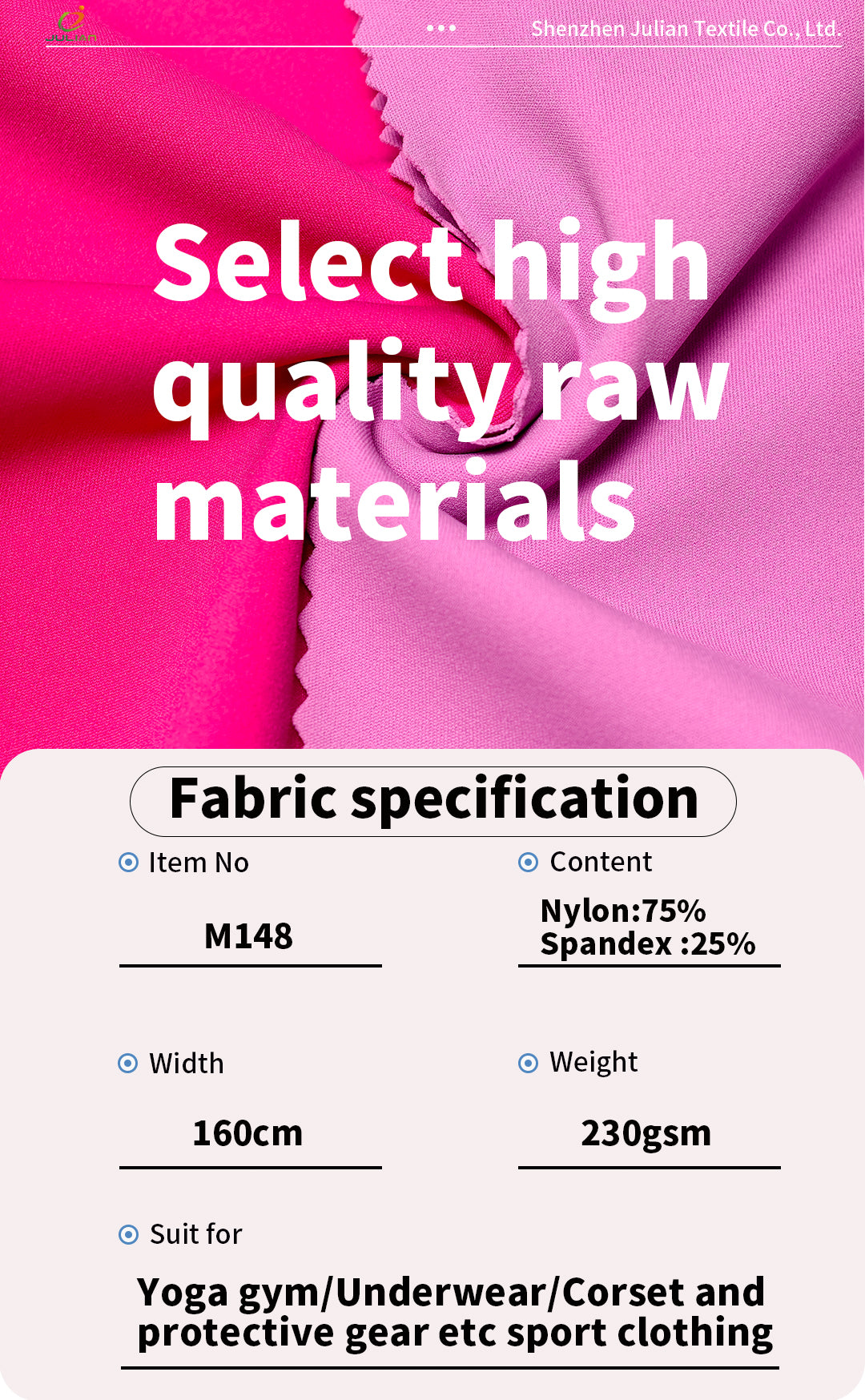Textile clothing fabrics 230gsm customized nylon yoga fabric for sportswear Mositure wicking corset underwear knitted fabric