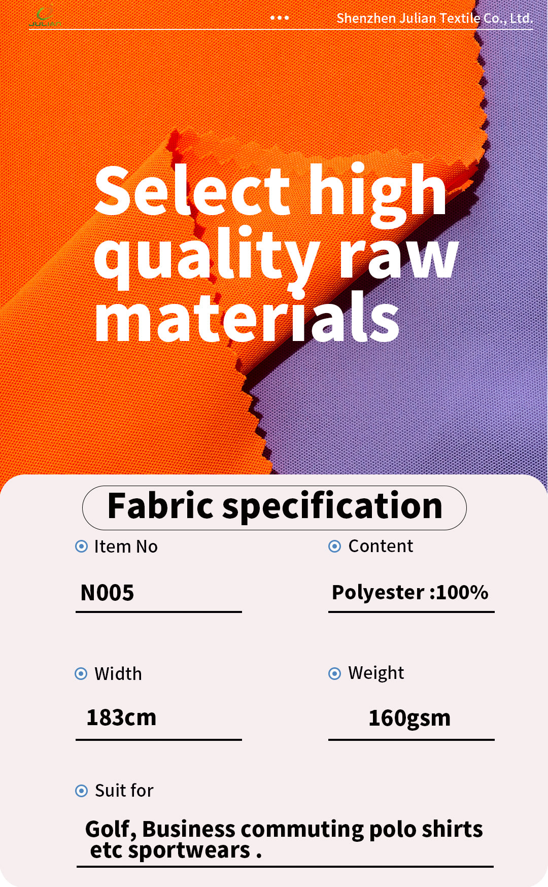 100%polyeater breathable and quick-drying strong wear resisitance golf fabrics