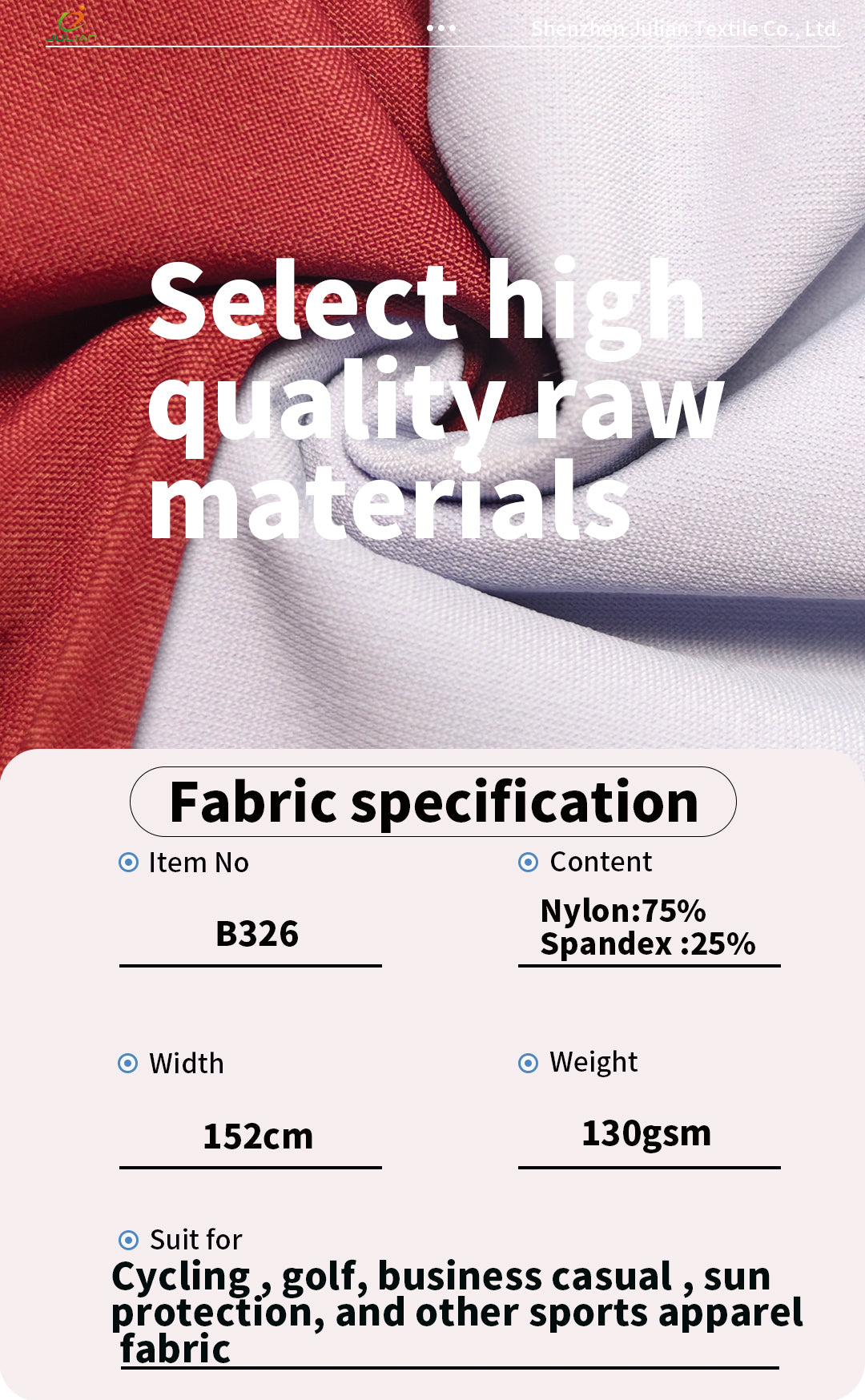 High density knitting fabric sports apparel sun protection business casual Light weight and breathable OEM Cycling golf fabric