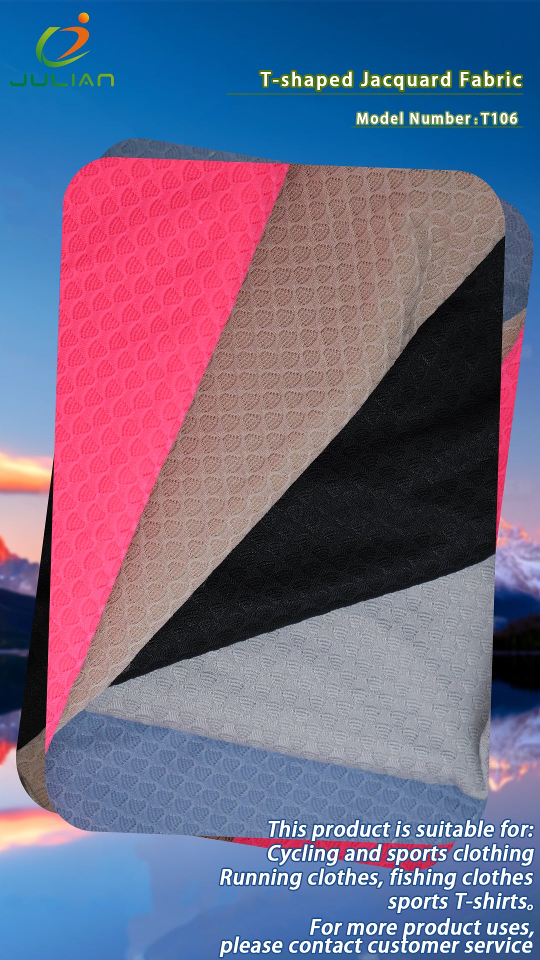 94%polyeater 6%spandex T-shaped jacquard cycling fabrics