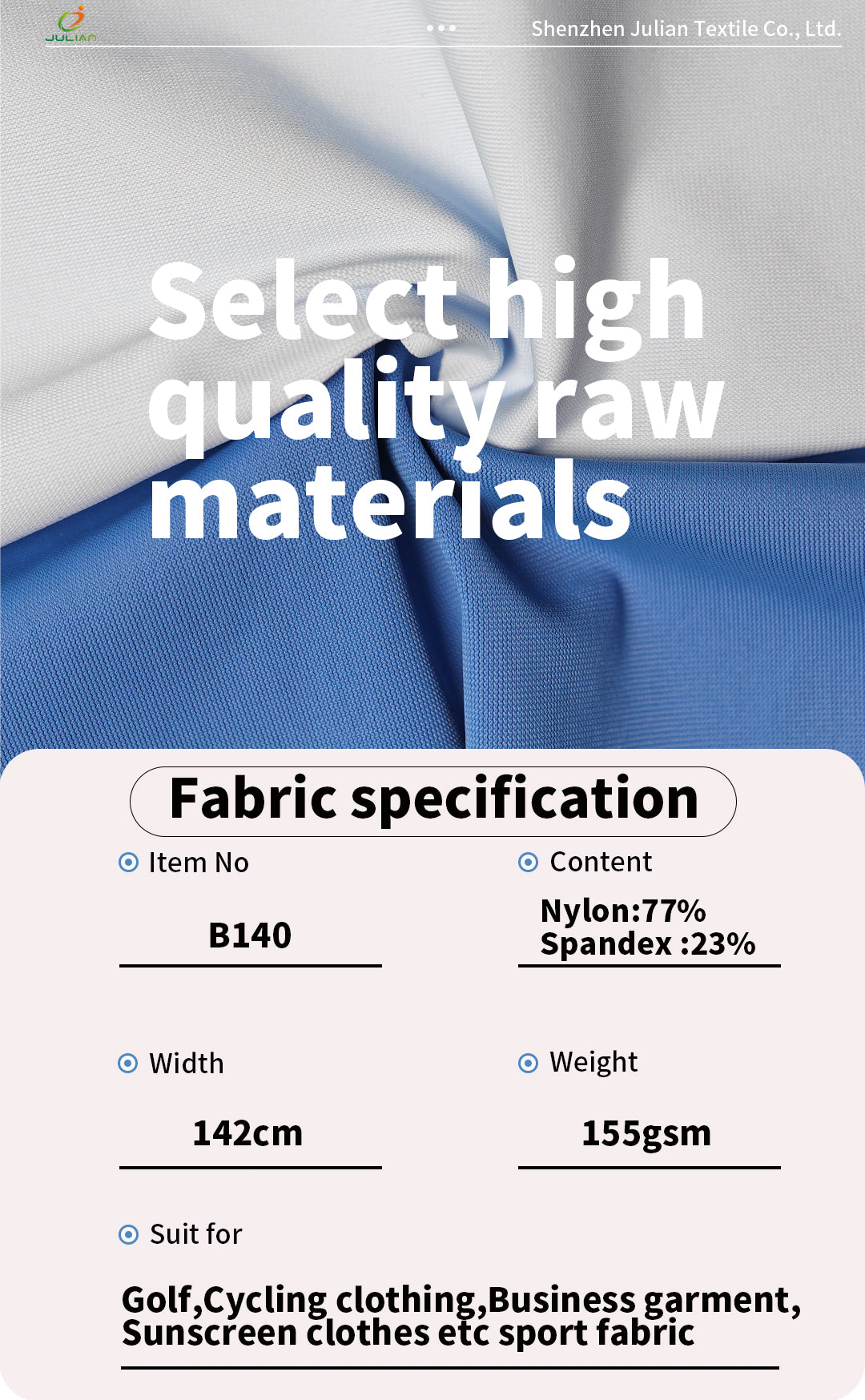 Fine texture fabric Soft touch Lightweight cycling Sun protection clothing Sun protection clothing Sportswear fabric