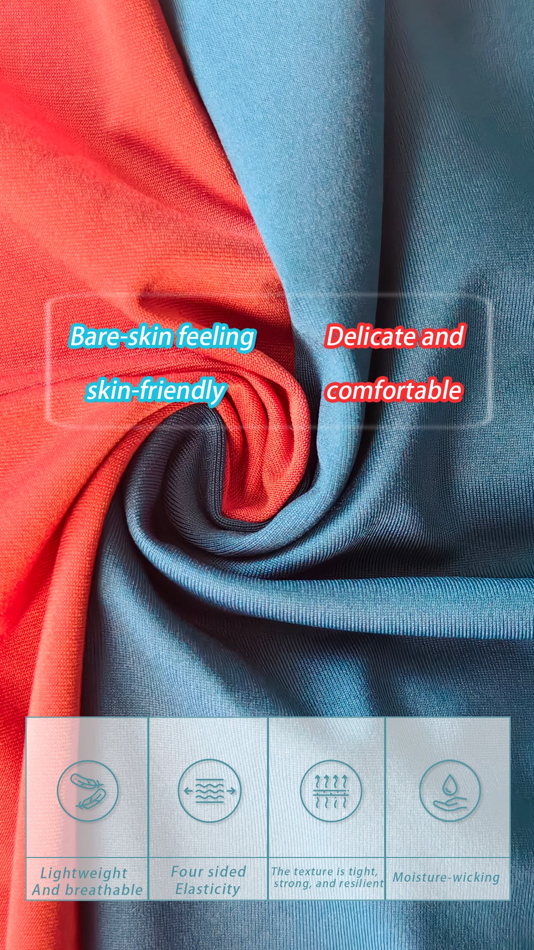 88%polyeater 12%spandex lightweight and breathable moisture wicking