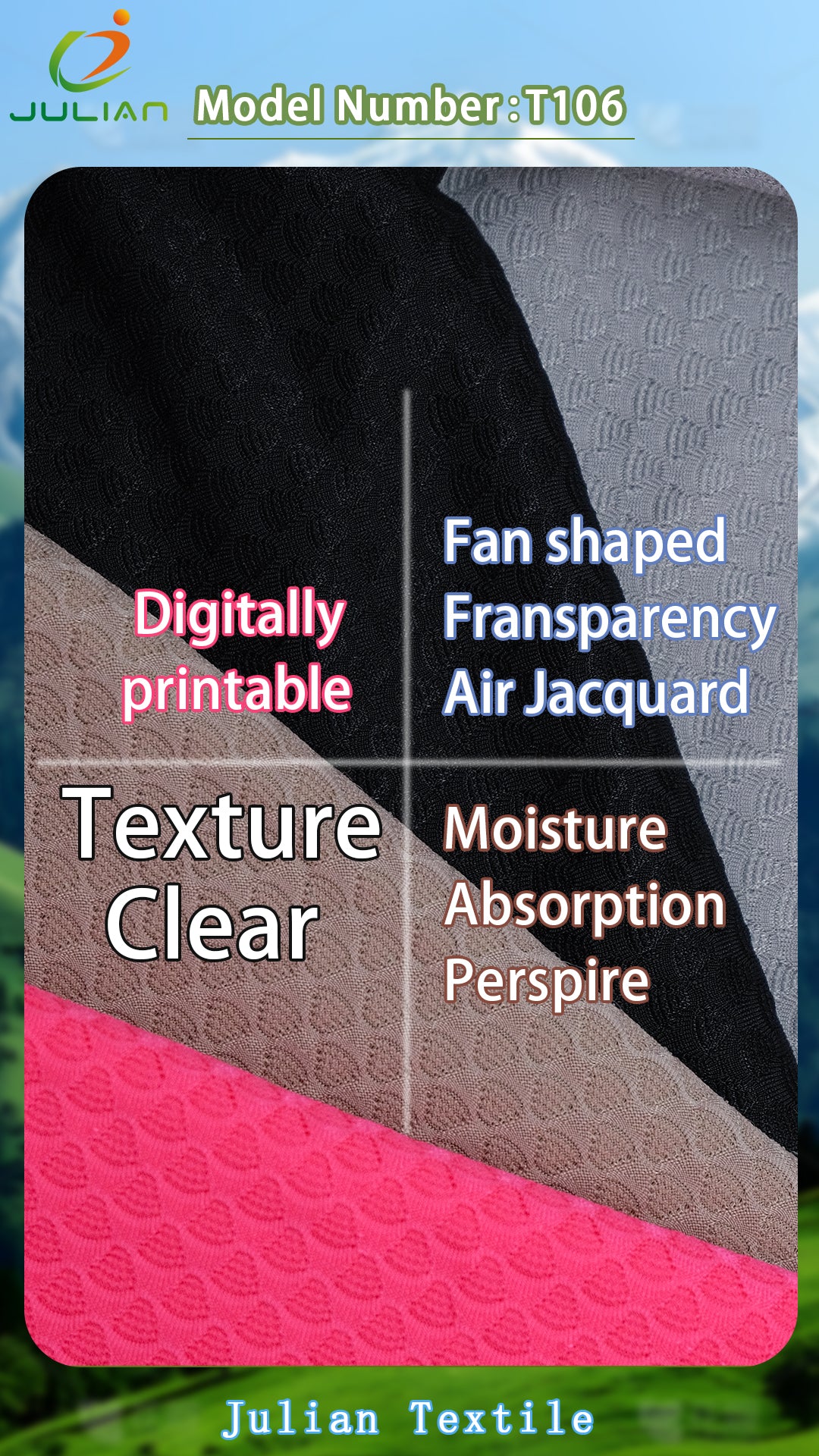 94%polyeater 6%spandex T-shaped jacquard cycling fabrics