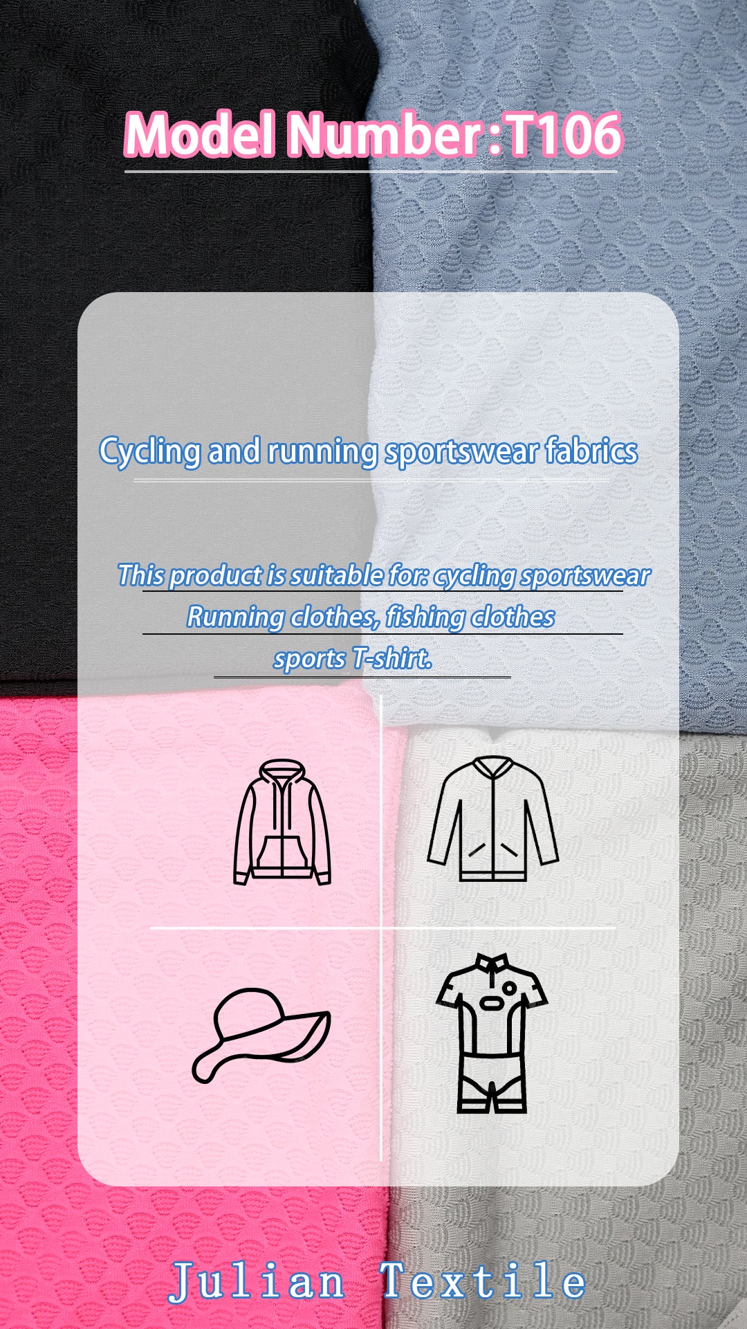 94%polyeater 6%spandex T-shaped jacquard cycling fabrics
